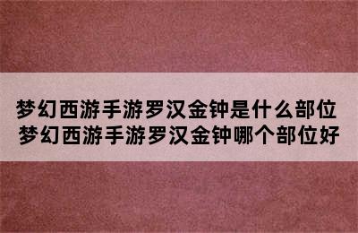 梦幻西游手游罗汉金钟是什么部位 梦幻西游手游罗汉金钟哪个部位好